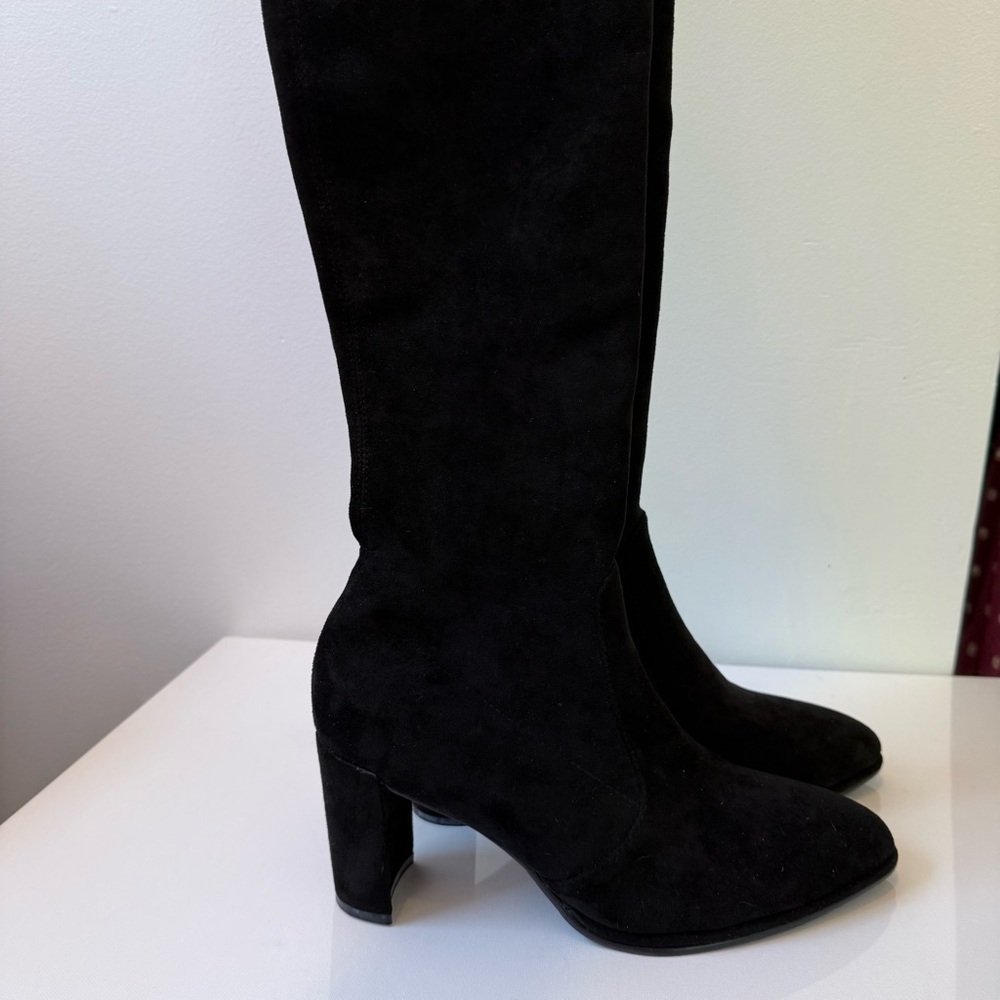 NWOT STUART WEITZMAN Black Stretch Suede Highland Over The Knee Heeled Boot 40 - Picture 8 of 15